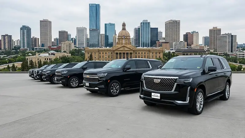 Book a premium executive VIP chauffeur service with private luxury SUV transportation in Edmonton and surrounding areas